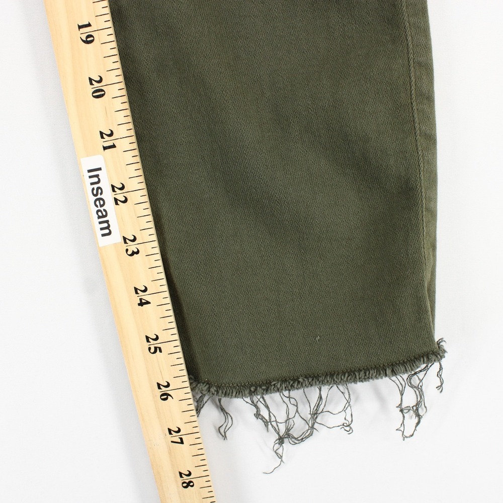 Frank & Eileen Derry Illusion Pants Womens 28 Green Pull On Raw Hem Slim - Picture 6 of 10